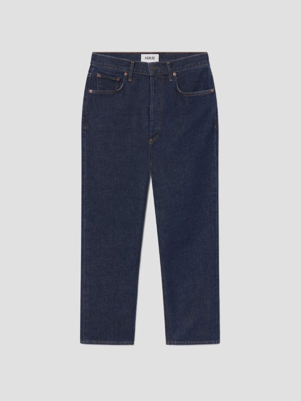 NWT AGOLDE Riley Crop High Rise Straight Jeans in color Reissue (deep blue)